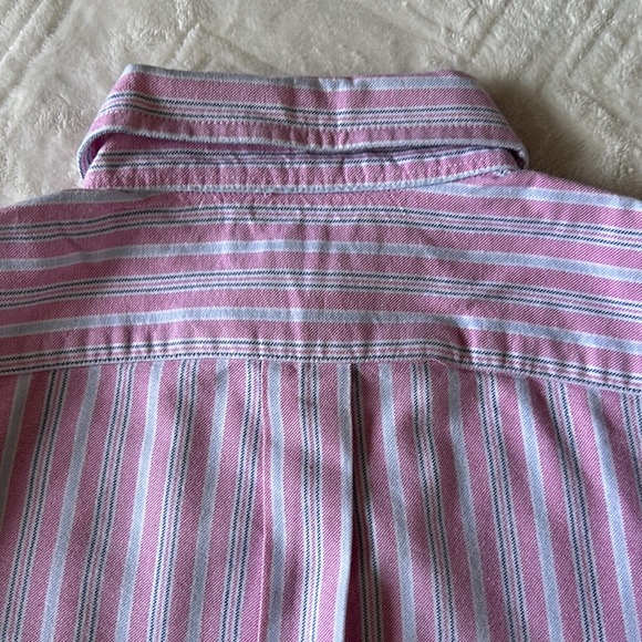 Pink with light blue striped boys Ralph Lauren long sleeve button down - Picture 3 of 6